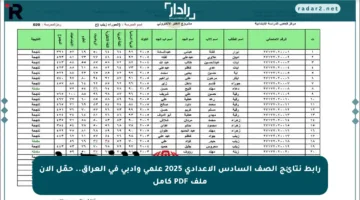 رابط نتائج الصف السادس الإعدادي 2025 علمي وأدبي في العراق.. حمّل الآن ملف PDF كامل